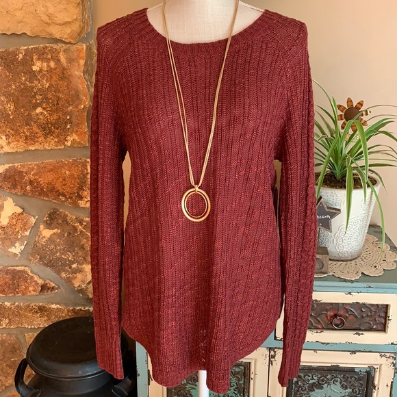 Pink Republic Sweaters - Pink Republic Burgundy Crewneck Sweater Junior’s Size Large